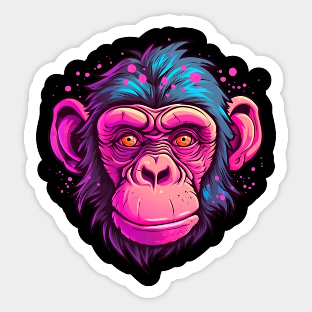 Pink chimpanzee face Sticker by Clearmind Arts